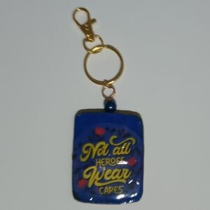 Hand Crafted Blue and Gold Keychain